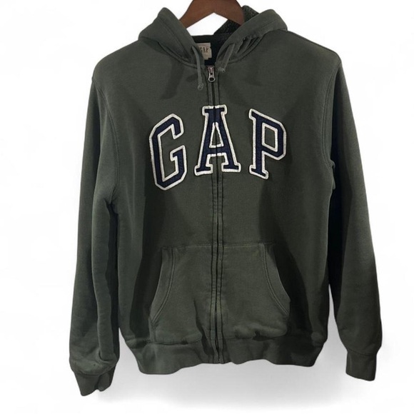 VTG Y2K Men’s GAP Sherpa Lined Full-Zip Hoodie Sweatshirt Size Large - Picture 2 of 6